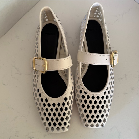 Vince Shoes - Vince Daniella White Perforated Leather Flats | Size 6 | New Without Box